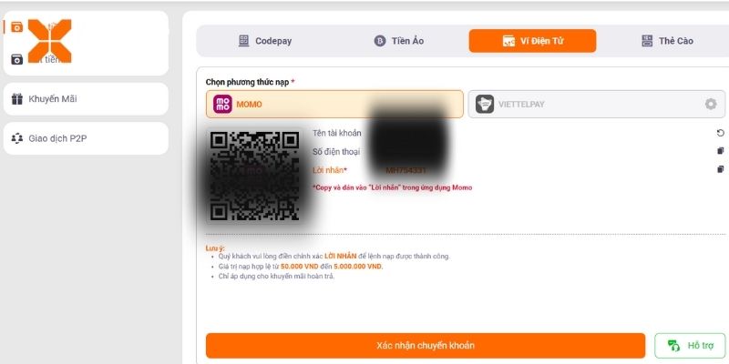 Cách nạp cược qua ví điện tử