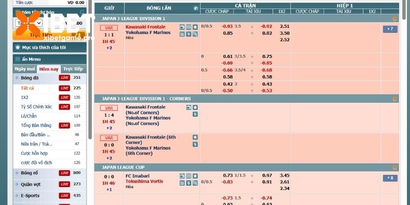 Kết hợp đánh cả kèo chính và phụ khi đặt độ